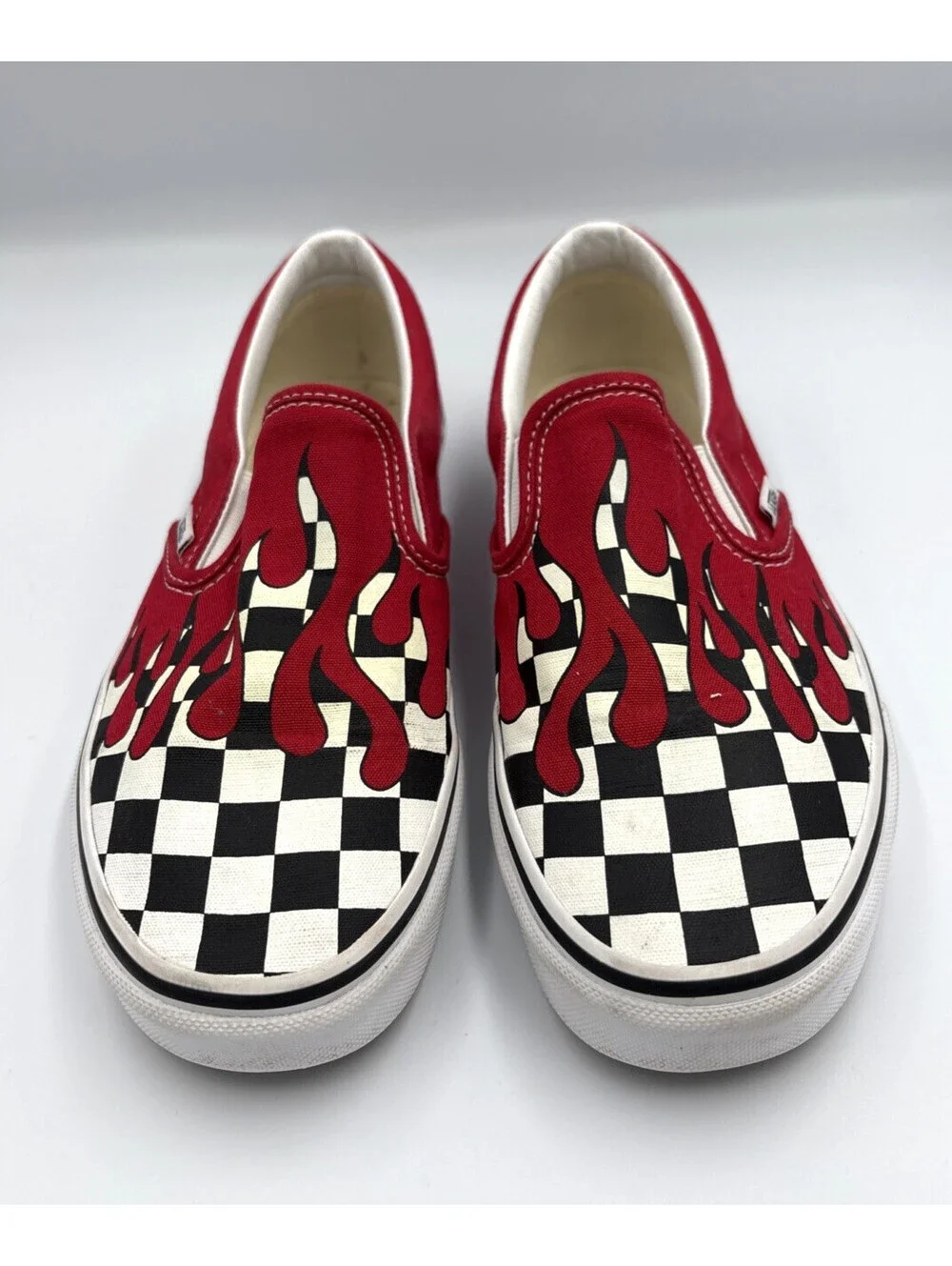 Vans Classic Slip-On Red Black Checkerboard Men 7.5 Women 9